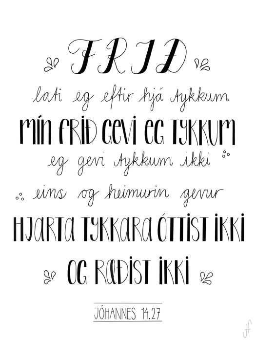 Hondskrivað mannakorn Mannakorn Manna.fo Jóhannes 14.27